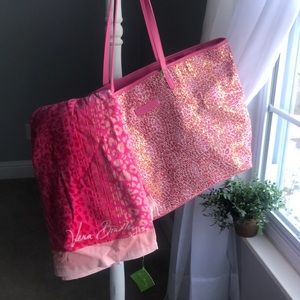 Vera Bradley Crochet Sequin Tote and Towel- Pink